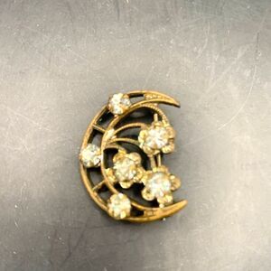 Vintage Rhinestone Moon Pin Brooch